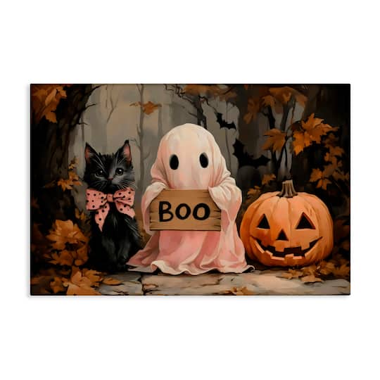 Michaels, Stupell Industries Cute Halloween Boo Portrait Canvas Wall Art – Category: Halloween Wall Decor